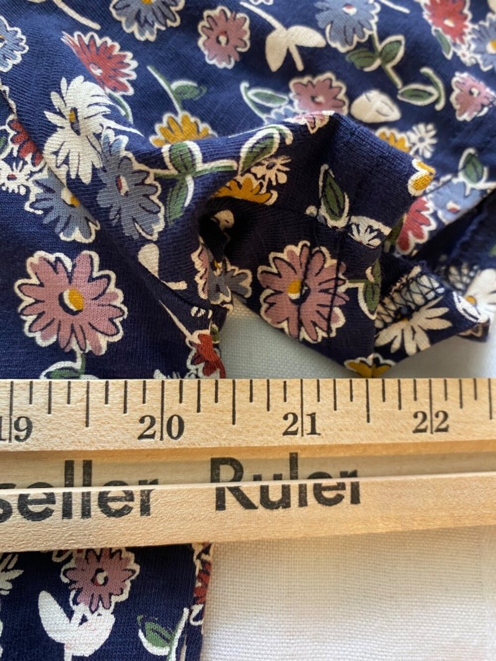 Dip Women's XL Navy Tee Top Boho Floral Organic Cotton Short-Sleeve Cottagecore - Picture 6 of 10